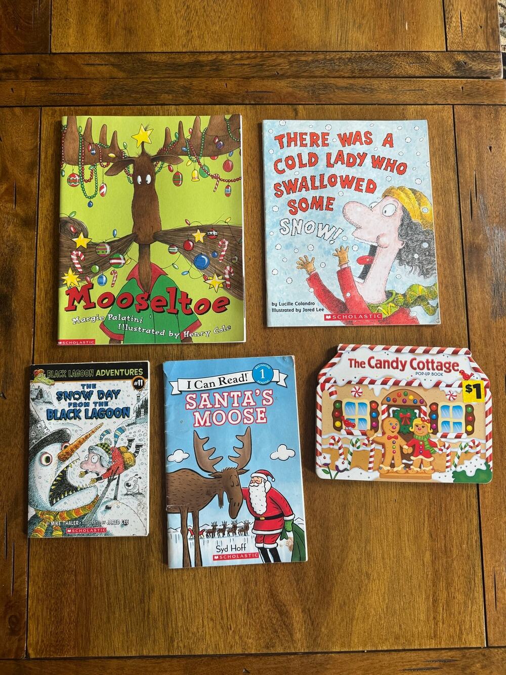 Scholastic Christmas Kids Book Lot 5 Mooseltoe Santa's Moose Black Lagoon